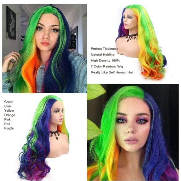 26” Multi-Colored Rainbow Lace Front Wigs main image 5